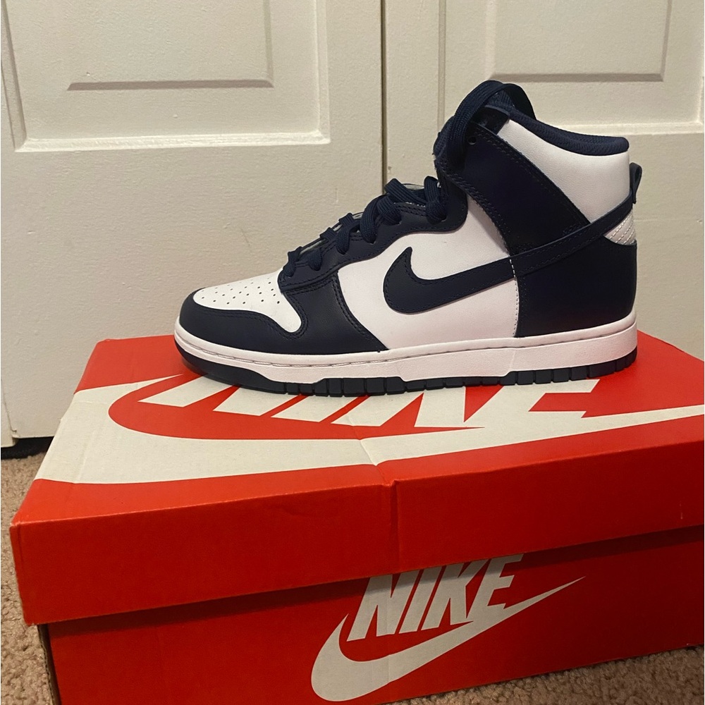 Navy and White Nike Blazers